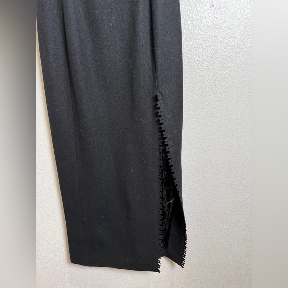 Antonio Berardi Wool Dress Size XS Black Midi Sheath V-Neck Cap Sleeve - Picture 5 of 7